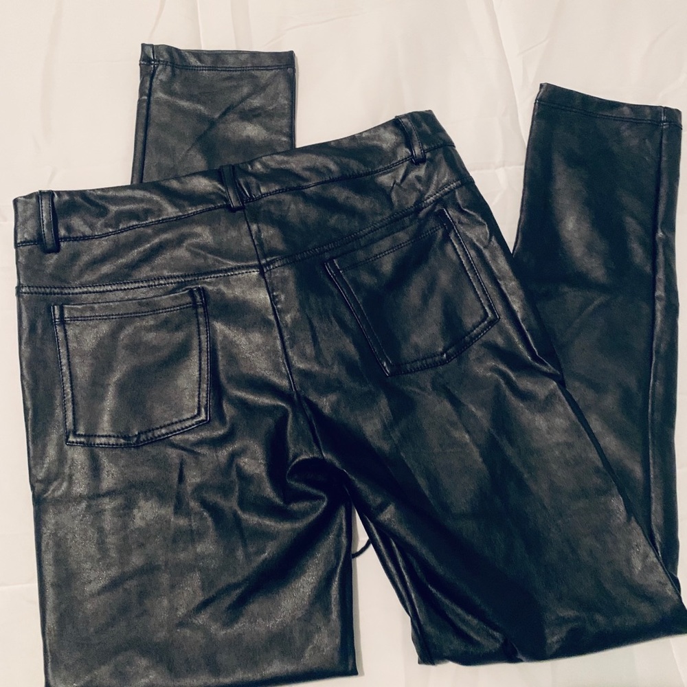 Faux leather leggings.